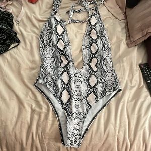 PINK SNAKE PRINT SWIMSUIT